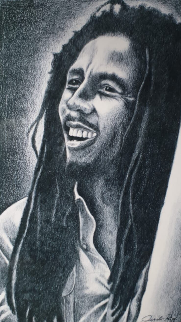 Bob marley tecnica matita chiaroscuro 60×40