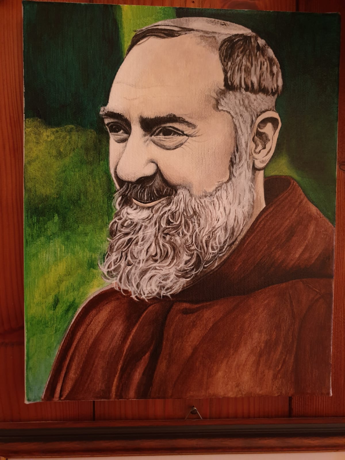 padre pio - arte religiosa - acrilico su tela